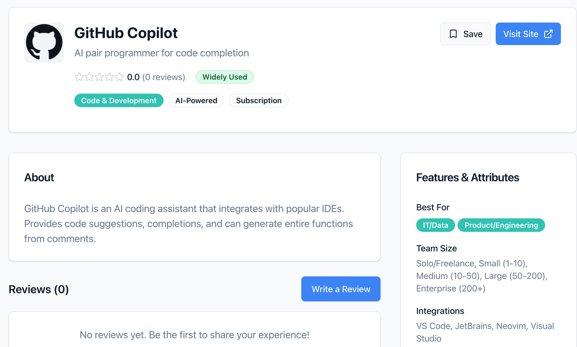 GitHub Copilot tool details